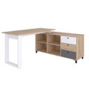 Ver imagem 3 de Escrivaninha Industrial Mesa Escritório e Home Office em L 3 Gavetas 4 Nichos Home Office