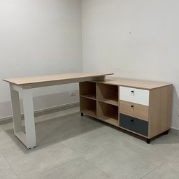 Escrivaninha Mesa Escritório e Home Office em L Home Office 3 Gavetas 4 Nichos 160,3cm Industrial Carvalho E Grafito E Branco - 19