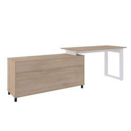 Escrivaninha Mesa Escritório e Home Office em L Home Office 3 Gavetas 4 Nichos 160,3cm Industrial Carvalho E Grafito E Branco - 15