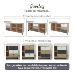 Escrivaninha Mesa Escritório e Home Office em L Home Office 3 Gavetas 4 Nichos 160,3cm Industrial Carvalho E Grafito E Branco - 6