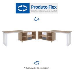 Escrivaninha Industrial para Escritório e Home Office em L 3 Gavetas 4 Nichos Home Office  - 16