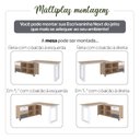 Ver imagem 7 de Escrivaninha Mesa Escritório e Home Office em L Home Office 3 Gavetas 4 Nichos 160,3cm Industrial Carvalho E Grafito E Branco