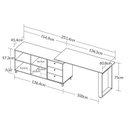 Ver mais imagens de Escrivaninha Mesa Escritório e Home Office em L Home Office 3 Gavetas 4 Nichos 160,3cm Industrial Carvalho E Grafito E Branco