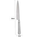 Ver imagem 3 de Faca de Mesa para Churrasco Aço Inox 24cm Modelo Prateada Lâmina Serrilhada Talher