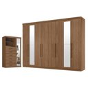 Ver imagem 1 de Guarda Roupa Casal Master New 8 Portas 4 Gavetas MDP com Espelho e Cômoda Marabá Jatobá Acetinado