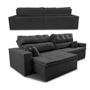 Ver imagem 7 de Sofá Retrátil e Reclinável 2,72m Luxos Cama Inbox Velusoft Preto
