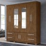 Guarda-Roupa Roupeiro 8 Portas Colby Castanho Wood com Espelho - 1