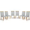 Ver imagem 1 de Kit com 6 Cadeiras Maiara Madeira Maciça Estofadas para Mesa de Jantar Linho Cinza 407