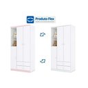 Ver imagem 4 de Guarda Roupa Infantil Bala de Menta C/ 3 Portas e 2 Gavetas Branco/rosa - Henn