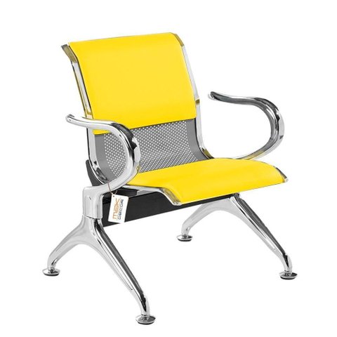 Cadeira Longarina com Est Cromada 1 Lugar Colors Amarelo