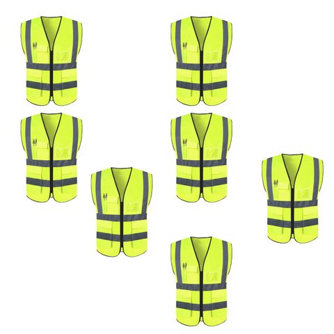 Colete Sinalizador Refletivo Kit 7 Unidades EPI Segurança Blusao Fluorescente Obra Transito Fiscaliz