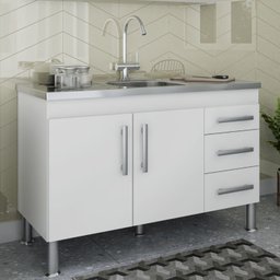 Balcão para Cozinha 2 Portas 3 Gavetas Nairobi Espresso Móveis - 1