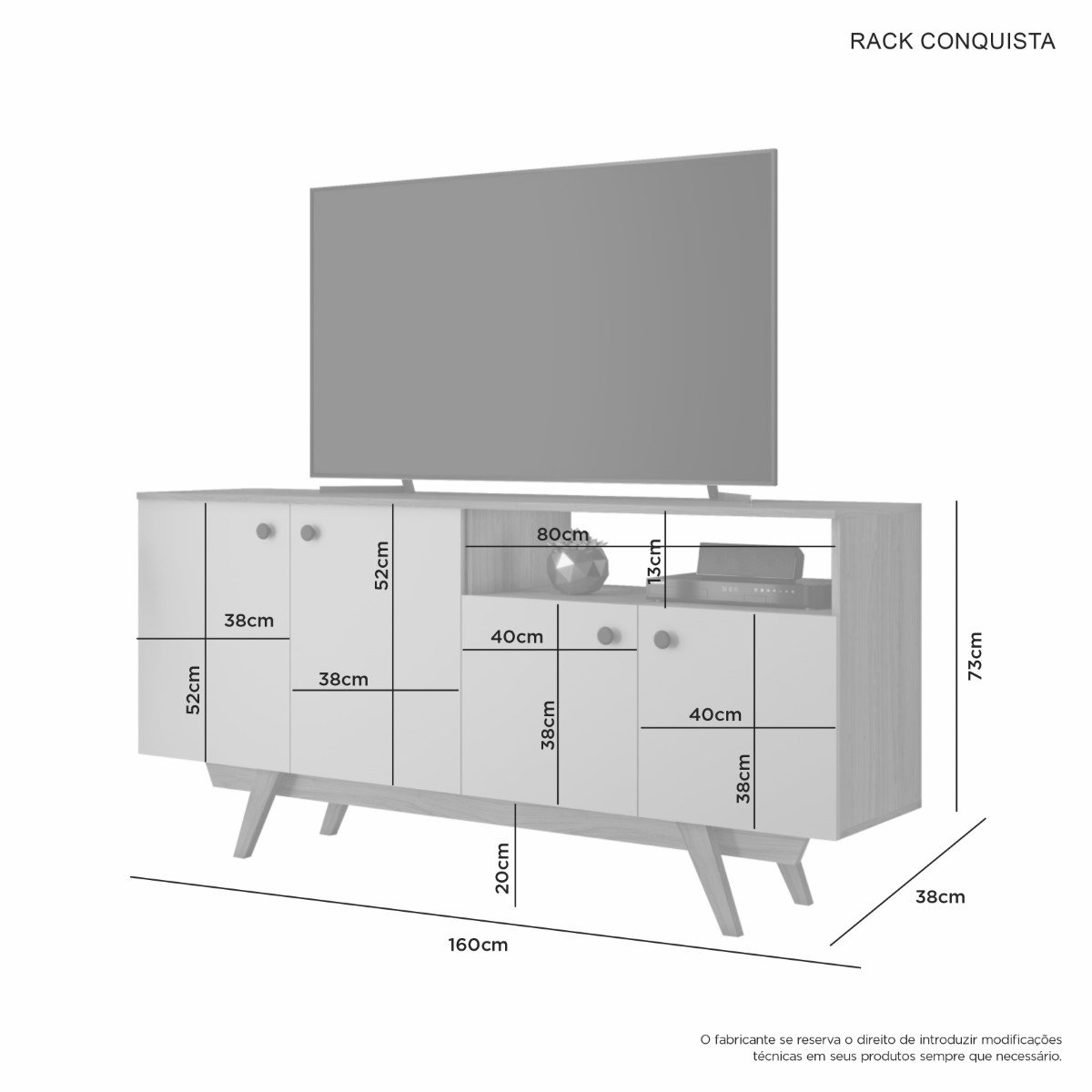 Rack Conquista TV Até 65 Polegadas JCM Móveis:Noronha/Off - 6