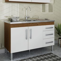 Balcão para Cozinha 2 Portas 3 Gavetas Nairobi Espresso Móveis - 1