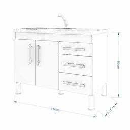 Balcão para Cozinha 2 Portas 3 Gavetas Nairobi Espresso Móveis - 4