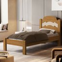 Ver imagem 1 de Cama de Solteiro 100% MDF 107cm x 94cm x 195cm Iris Marrom/Nature/Off White