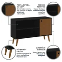 Ver imagem 4 de Rack Ripado Retrô 1 Porta 108cm Preto