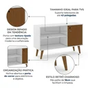 Ver imagem 4 de Rack Retrô Ripado 108cm 1 Porta Branco