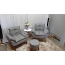 Ver imagem 2 de Kit 02 Poltrona Decorativa Opala + Puff Redondo Cinza Claro- Pandora Decor