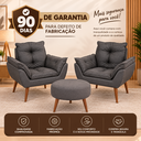 Ver imagem 5 de Kit 02 Poltrona Decorativa Opala + Puff Redondo Cinza Escuro Sala Quarto Recepção