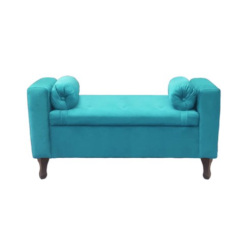 Recamier Baú Félix 120cm Suede Azul Turquesa - Dominic Decor Felix