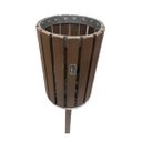 Ver imagem 1 de Lixeira Redonda em Madeira Plástica Maciça Marrom com 40l 100% Reciclada 1,5m / Lc-24c