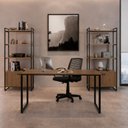 Ver imagem 1 de Mesa Madeira Quadros 1,60m Slin Marrom/Noce/Preto