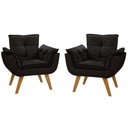 Ver imagem 1 de Kit 02 Poltronas Decorativas Opala Suede Preto