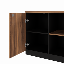 Armário Baixo Credenza P/ Escritório 1,20 Express Nogal/pre - 3