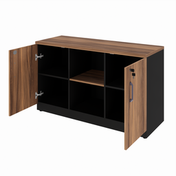 Armário Baixo Credenza P/ Escritório 1,20 Express Nogal/pre - 2