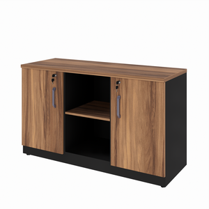 Armário Baixo Credenza P/ Escritório 1,20 Express Nogal/pre