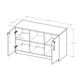 Armário Baixo Credenza P/ Escritório 1,20 Express Nogal/pre - 4