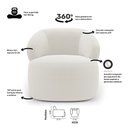 Ver imagem 3 de Kit 02 Poltronas Orgânicas Giratória Living Glee Bouclê Off White - Desk Design