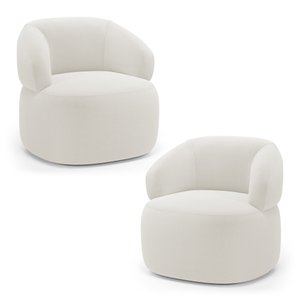 Kit 02 Poltronas Orgânicas Giratória Living Glee Bouclê Off White - Desk Design