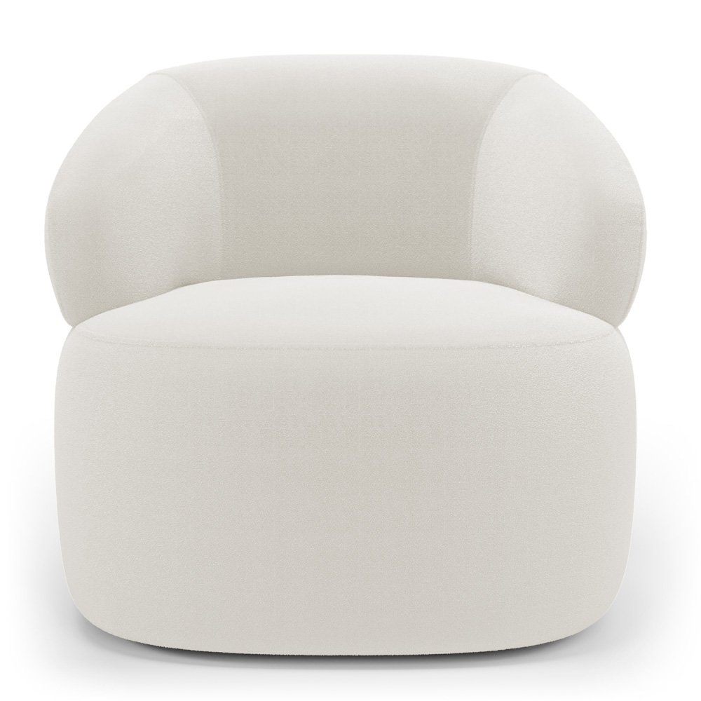 Kit 02 Poltronas Orgânicas Giratória Living Glee Bouclê Off White - Desk Design - 6