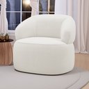 Ver imagem 2 de Kit 02 Poltronas Orgânicas Giratória Living Glee Bouclê Off White - Desk Design