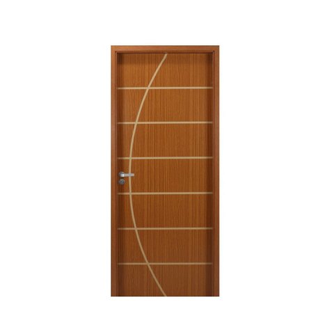 Kit Porta de Madeira Decorada 215x84cm com Batente de MDF Ultra 10cm Neblina MGM Marrom/Mogno