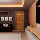 Ver imagem 6 de Kit Porta de Madeira Decorada 215x84cm com Batente de MDF Ultra 10cm Neblina MGM Marrom/Mogno