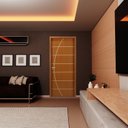 Ver imagem 5 de Kit Porta de Madeira Decorada 215x64cm com Batente de MDF Ultra 10cm Neblina MGM Marrom/Mogno