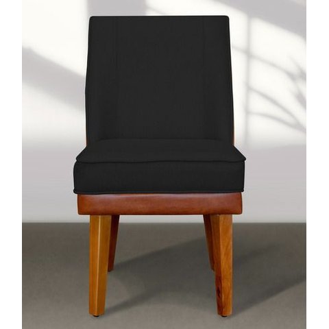 Cadeira de Jantar Virgínia Linho Preto e Courissimo Nozes Linho Nozes Preto