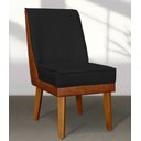 Ver imagem 2 de Cadeira de Jantar Virgínia Linho Preto e Courissimo Nozes Linho Nozes Preto