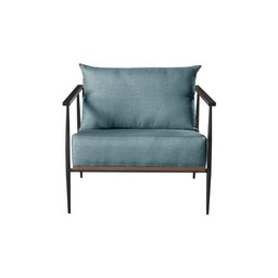 Poltrona Decorativa Linho Azul Aura - 2