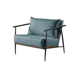Poltrona Decorativa Linho Azul Aura