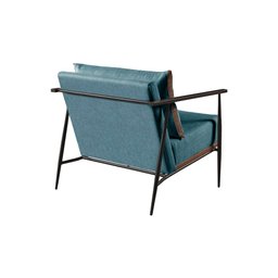 Poltrona Decorativa Linho Azul Aura - 3