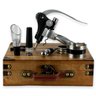 Kit Abridor de Vinho Profissional Saca Rolha com Acessórios e Estojo Madeira Rústica Clara - 1