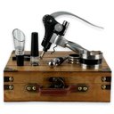 Ver imagem 1 de Kit Abridor de Vinho Profissional Saca Rolha com Acessórios e Estojo Madeira Rústica Clara