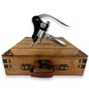 Ver imagem 5 de Kit Abridor de Vinho Profissional Saca Rolha com Acessórios e Estojo Madeira Rústica Clara
