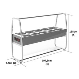 Balcão Buffet Carrinho Self Service Térmico 10 Cubas Inox 220V Saro - 3
