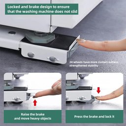 Suporte Carrinho Base Rodinhas Ajustável Geladeira Armário Máquina Lavar Móveis Reforçado Lava-louça - 5