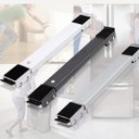 Ver imagem 2 de Suporte Carrinho Base Rodinhas Ajustável Geladeira Armário Máquina Lavar Móveis Reforçado Lava-louça